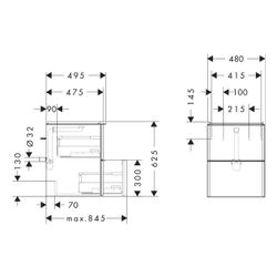 Hansgrohe Xelu Q Waschtischunterschrank Nussbaum Dunkel 480x475mm, Griff Mattweiß m... HANSGROHE-54022700 4059625455173 (Abb. 1)
