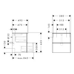 hansgrohe Xelu Q Waschtischunterschrank Diamantgrau Matt 580x475mm, Griff Mattschwa... HANSGROHE-54024670 4059625455623 (Abb. 1)