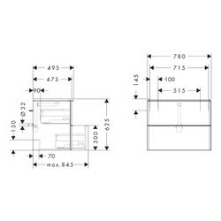 hansgrohe Xelu Q Waschtischunterschrank Nussbaum Dunkel 780x475mm, Griff Chrom mit ... HANSGROHE-54030000 4059625455456 (Abb. 1)