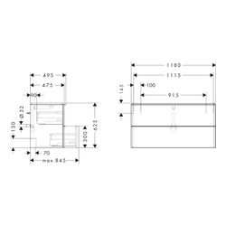 hansgrohe Xelu Q Waschtischunterschrank Diamantgrau Matt 1180x475mm, Griff Mattschw... HANSGROHE-54036670 4059625455760 (Abb. 1)