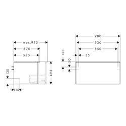 Hansgrohe Xelu Q Waschtischunterschrank Nussbaum Dunkel 980x550mm, Griff Mattweiß m... HANSGROHE-54061700 4059625456101 (Abb. 1)