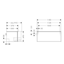 Hansgrohe Xelu Q Waschtischunterschrank Diamantgrau Matt 1180x550mm, Griff Mattweiß... HANSGROHE-54063700 4059625456040 (Abb. 1)