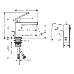 Hansgrohe Tecturis E Einhebel-Waschtischmischer 80mm, 5l/min, CoolStart, Zugstangen... HANSGROHE-73004340 4059625850527 (Abb. 1)