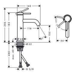 Hansgrohe Tecturis S Einhebel-Waschtischmischer 110mm, 4l/min, CoolStart EcoSmartPl... HANSGROHE-73312340 4059625811368 (Abb. 1)