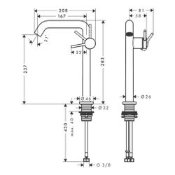 Hansgrohe Tecturis S Einhebel-Waschtischmischer 240mm, 5l/min, Fine CoolStart für A... HANSGROHE-73373340 4059625849095 (Abb. 1)