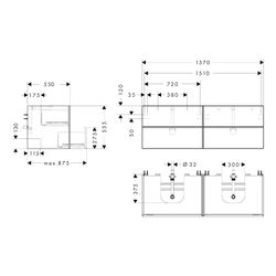 hansgrohe Xevolos E Waschtischunterschrank, Set Mattweiß 1570x550mm Front Eiche Dun... HANSGROHE-54199730 4059625485934 (Abb. 1)