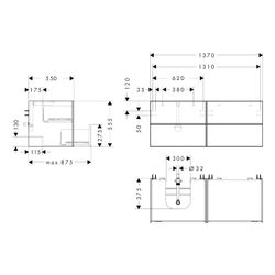 Hansgrohe Xevolos E Waschtischunterschrank Mattweiß 1370x550mm, 4 SK für Konsole, A... HANSGROHE-54236660 4059625634424 (Abb. 1)
