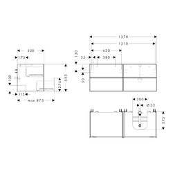 hansgrohe Xevolos E Waschtischunterschrank, Set Mattweiß 1370x550mm Front Weiß Meta... HANSGROHE-54239320 4059625486634 (Abb. 1)