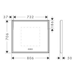 hansgrohe Xarita E Spiegel mit LED-Beleuchtung 800x700x50mm kapazitiver Berührungss... HANSGROHE-54987700 4059625463819 (Abb. 1)