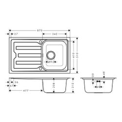hansgrohe Einbauspüle S44 S440-F342 86342 mit Abtropffläche lang, automatischer Gar... HANSGROHE-43369800 4059625514368 (Abb. 1)