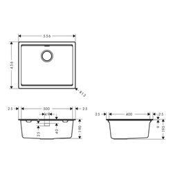 hansgrohe Unterbauspüle S53 S530-U500 500 mit manueller Garnitur, Steingrau... HANSGROHE-43458290 4059625514290 (Abb. 1)