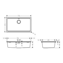 hansgrohe Unterbauspüle S53 S530-U700 700 mit manueller Garnitur, Steingrau... HANSGROHE-43459290 4059625514276 (Abb. 1)
