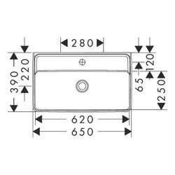 hansgrohe Xanuia Q Waschtisch Compact 650x390mm mit Hahnloch ohne Überlauf, Weiß... HANSGROHE-60219450 4059625534793 (Abb. 1)