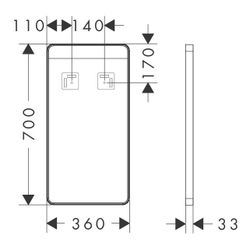 Hansgrohe Xarita Lite Q Spiegel, horizontaler LED-Beleuchtung 360x30mm, für Wandsch... HANSGROHE-54955700 4059625535547 (Abb. 1)