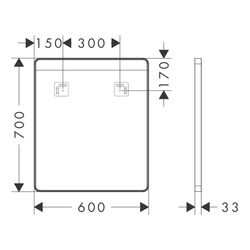 Hansgrohe Xarita Lite Q Spiegel, horizontaler LED-Beleuchtung 600x30mm, für Wandsch... HANSGROHE-54957670 4059625535592 (Abb. 1)