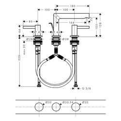 Hansgrohe Zesis S 3-Loch Waschtischarmatur Standmontage Pin-Griff, ComfortZone 100,... HANSGROHE-74733000 4059625557747 (Abb. 1)