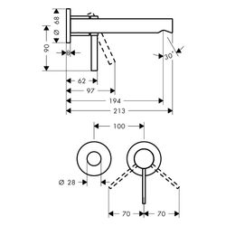 Hansgrohe Zesis S Einhebel-Waschtischmischer Unterputz für Wandmontage mit Auslauf ... HANSGROHE-74750670 4059625563014 (Abb. 1)
