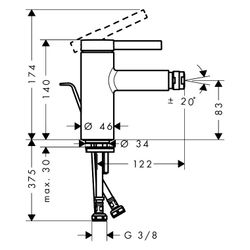 Hansgrohe Zesis S Einhebel-Bidetmischer mit Zugstangen-Ablaufgarnitur, Mattschwarz... HANSGROHE-74200670 4059625563311 (Abb. 1)