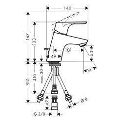 hansgrohe Focus Einhebel-Waschtischmischer 70mm, Chrom für Niederdruck/offene Warmw... HANSGROHE-31132000 4011097678030 (Abb. 1)