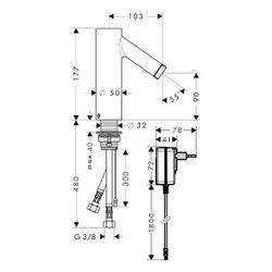 Hansgrohe AXOR Starck Elektronik-Waschtischmischer, 5l/min, Temperaturregulierung N... HANSGROHE-10140990 4011097857855 (Abb. 1)