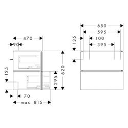 Hansgrohe Xilesa E Waschtischunterschrank 680x470mm, 2 SK für Waschtisch, Eiche Kas... HANSGROHE-54258550 4059625546758 (Abb. 1)