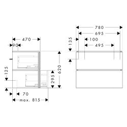Hansgrohe Xilesa E Waschtischunterschrank 780x470mm, 2 SK für Waschtisch, Eiche Kas... HANSGROHE-54260550 4059625546673 (Abb. 1)