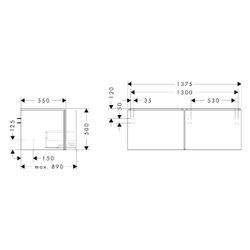 Hansgrohe Xilesa E Waschtischunterschrank 1375x550mm, 2 Schubkasten für Konsole, Sc... HANSGROHE-54268760 4059625547137 (Abb. 1)