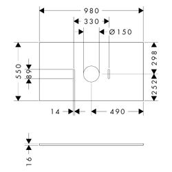 Hansgrohe Xilesa E Konsole 980x550mm, Ausschnitt mittig für Aufsatzwaschtisch ohne ... HANSGROHE-54276780 4059625547243 (Abb. 1)