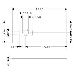 Hansgrohe Xilesa E Konsole 1375x550mm, Ausschnitt links für Aufsatzwaschtisch ohne ... HANSGROHE-54278700 4059625547212 (Abb. 1)