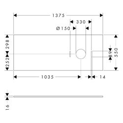Hansgrohe Xilesa E Konsole 1375x550mm, Ausschnitt rechts für Aufsatzwaschtisch ohne... HANSGROHE-54279760 4059625547465 (Abb. 1)