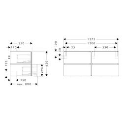 Hansgrohe Xilesa E Waschtischunterschrank 1375x550mm, 4 SK PushOpen für Konsole, Ma... HANSGROHE-54306700 4059625556795 (Abb. 1)
