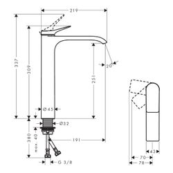 hansgrohe Vivenis Einhebel-Waschtischmischer 250mm 5l/min CoolStart, Mattschwarz fü... HANSGROHE-75045670 4059625555361 (Abb. 1)