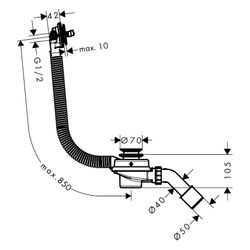 Hansgrohe Ab-, Überlaufgarnitur Tubset universal, 50mm, Polypropylen/ABS, 58152180... HANSGROHE-58152180 4059625514184 (Abb. 1)