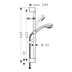 hansgrohe Crometta 85 Brauseset Mono mit Brausestange 650mm 16l/min Chrom... HANSGROHE-27728000 4011097664859 (Abb. 1)