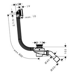 Hansgrohe Exafill Komplettset Wanneneinlauf Ab-, Überlaufgarnitur, 50mm, 23l/min, C... HANSGROHE-58130000 4059625514207 (Abb. 1)