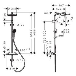 Hansgrohe Activera S Showerpipe Duschsystem 1jet, EcoSmart, Kopfbrause 240mm, Handb... HANSGROHE-28078000 4059625605165 (Abb. 1)