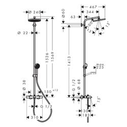 Hansgrohe Activera S Showerpipe Duschsystem 1jet, EcoSmart, Kopfbrause 240mm, Handb... HANSGROHE-28871670 4059625605813 (Abb. 1)