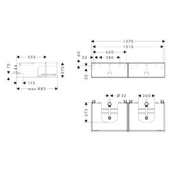 Hansgrohe Xevolos E Waschtischunterschrank Schiefergrau Matt 1370x550mm, 2 SK für K... HANSGROHE-54318390 4059625635094 (Abb. 1)