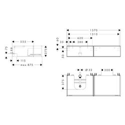 Hansgrohe Xevolos E Waschtischunterschrank Mattweiß 1370x550mm, 2 SK für Konsole, A... HANSGROHE-54319390 4059625635117 (Abb. 1)
