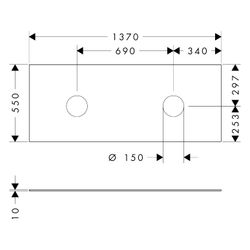 Hansgrohe Xevolos E Konsole 1370x550mm, 2 Ausschnitte für Aufsatzwaschtisch ohne Ha... HANSGROHE-54332700 4059625635377 (Abb. 1)