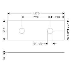Hansgrohe Xevolos E Konsole 1570x550mm, 2 Ausschnitte für Aufsatzwaschtisch ohne Ha... HANSGROHE-54335780 4059625635476 (Abb. 1)