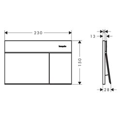 Hansgrohe iFrame Element E Betätigungsplatte für 2-Mengen-Spülung, Metall, mechanis... HANSGROHE-66003140 4059625610909 (Abb. 1)