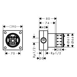 Hansgrohe Grundkörper für Kopfbrause 2jet, 80-108mm, Einbauteil... HANSGROHE-24573180 4059625568583 (Abb. 1)