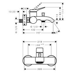 Hansgrohe Vivenis Einhebel-Wannenmischer Original Aufputz, 19,9l/min, Mattweiß... HANSGROHE-75423700 4059625694138 (Abb. 1)