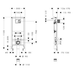 Hansgrohe iFrame universal Unterputzspülkasten 1120 Trocken-, Nassbau für Wand WC... HANSGROHE-01022180 4059625610862 (Abb. 1)