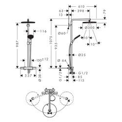 Hansgrohe Raindance Alive S Puro Showerpipe Duschsystem 300 1jet, Ecostat Element, ... HANSGROHE-24592000 4059625568613 (Abb. 1)