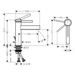 Hansgrohe Finoris Einhebel-Waschtischmischer 110mm, 5l/min, CoolStart, Zugstangen-A... HANSGROHE-76025140 4059625751220 (Abb. 1)