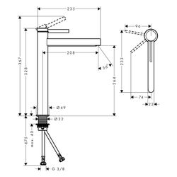 Hansgrohe Finoris Einhebel-Waschtischmischer 260mm, 5l/min, CoolStart für AWT, Push... HANSGROHE-76072670 4059625751725 (Abb. 1)