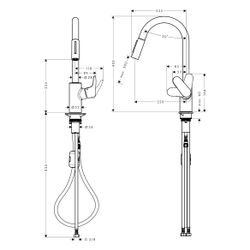 hansgrohe Focus M41 Einhebel-Küchenmischer 240mm 10l/min 2jet, Chrom, Ausziehbrause... HANSGROHE-31815000 4011097718187 (Abb. 1)