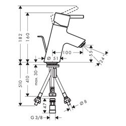 hansgrohe Talis S Einhebel-Waschtischmischer 70mm, Chrom für Niederdruck/offene War... HANSGROHE-32032000 4011097399287 (Abb. 1)